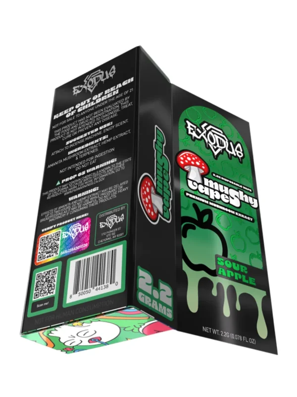 Back-Box-Sour-Apple-Exodus-Mushy-Disposable-Vape-2.2G.webp Sour Apple Exodus Mushy Disposable Vape 2.2G