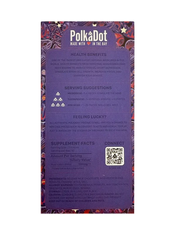 Caramel Peanut Swirl PolkaDot Mushroom Belgian Milk Chocolate 250mg Per Piece