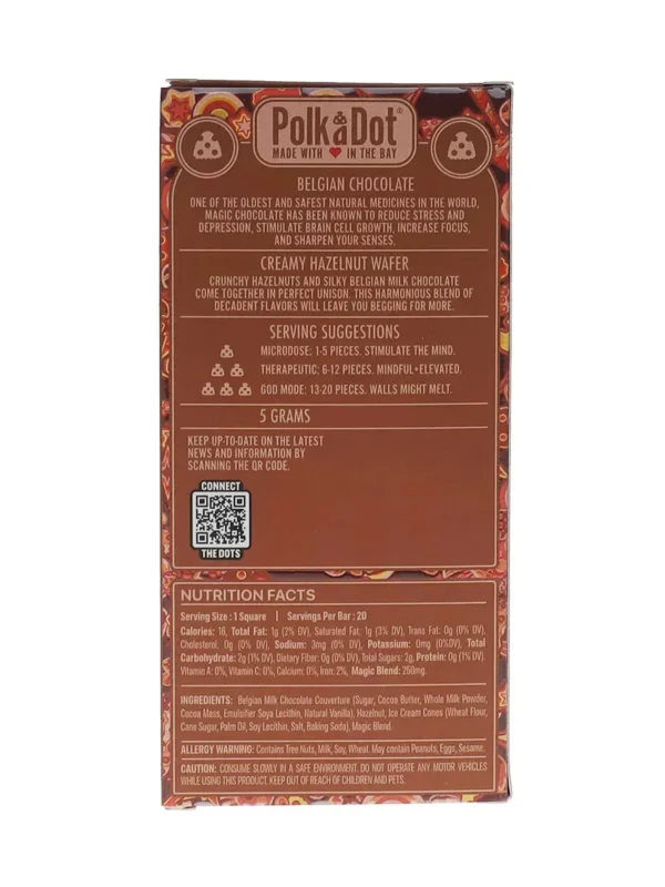Creamy Hazelnut Wafer PolkaDot Mushroom Belgian Milk Chocolate 250mg