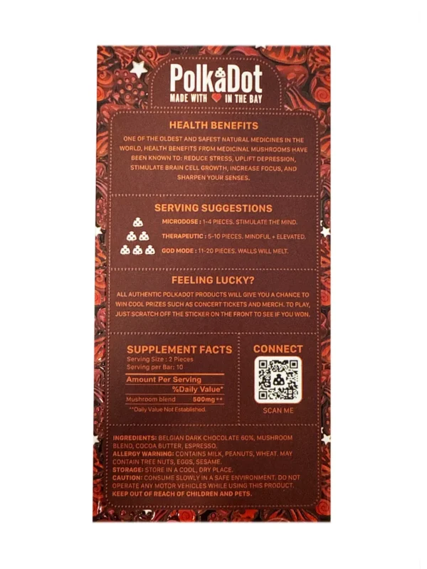 Back-Espresso-Bean-PolkaDot-Magic-Mushroom-Belgian-Chocolate-250mg-Per-Piece.webp Espresso Bean PolkaDot Mushroom Belgian Dark Chocolate 250mg Per Piece