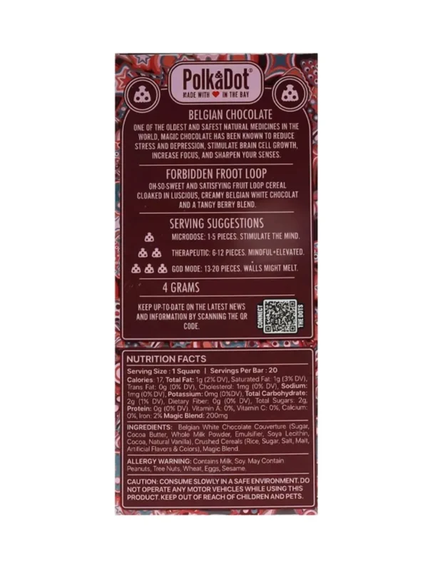 Forbidden Froot Loop PolkaDot Mushroom Belgian White Chocolate 200mg Per Piece