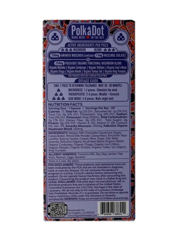 Back-Krispy-Chocolate-Krunch-PolkaDot-Shroom-Belgian-Milk-Chocolate.webp Krispy Chocolate Krunch PolkaDot Mushroom Belgian Milk Chocolate 500mg