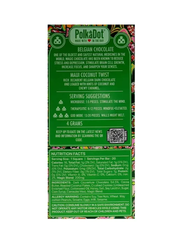 Back-Maui-Coconut-Twist-PolkaDot-Shroom-Belgian-Dark-Chocolate-200mg.webp Maui Coconut Twist PolkaDot Mushroom Belgian Dark Chocolate 200mg Per Piece