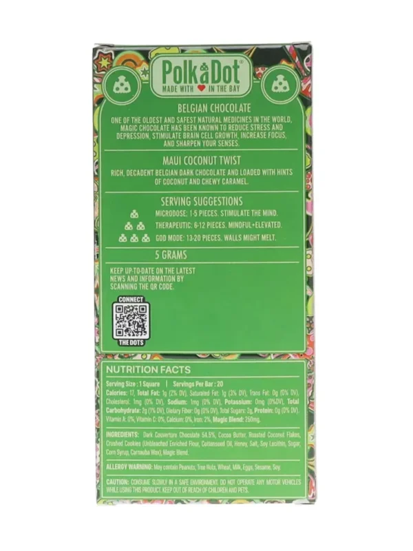 Maui Coconut Twist PolkaDot Mushroom Belgian Dark Chocolate 250mg