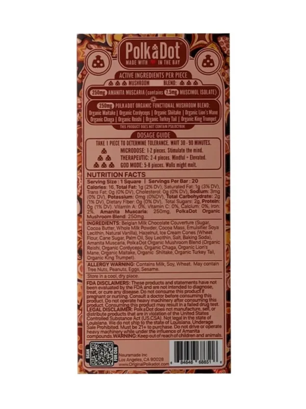 Back-Penny-Cup-PolkaDot-Shroom-Belgian-Milk-Chocolate.webp Penny Cup PolkaDot Mushroom Belgian Milk Chocolate 500mg