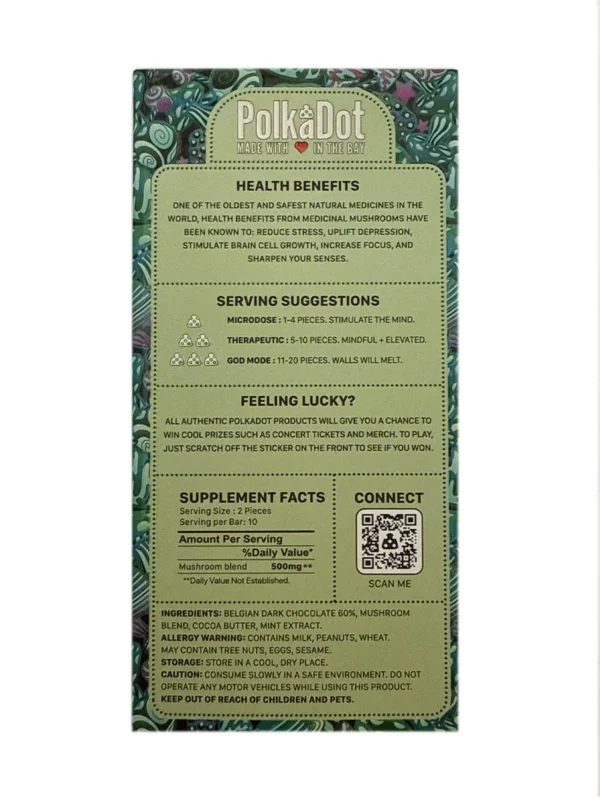 Peppermint Twist PolkaDot Mushroom Belgian Dark Chocolate 250mg Per Piece
