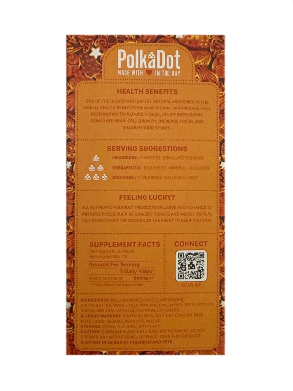 Back-Pumpkin-Spice-PolkaDot-Magic-Mushroom-Belgian-Chocolate-250mg-Per-Piece.webp Pumpkin Spice PolkaDot Mushroom Belgian White Chocolate 250mg Per Piece