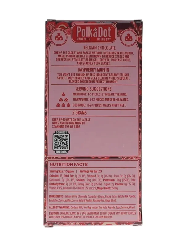 Raspberry Muffin PolkaDot Mushroom Belgian White Chocolate 250mg