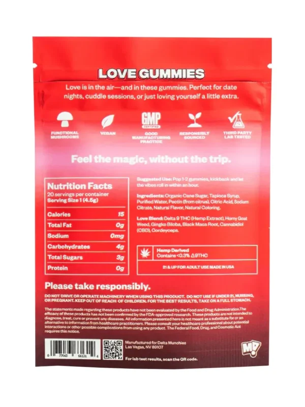 Strawberry Splash Munchies Functional Microdose Love Gummies 20ct