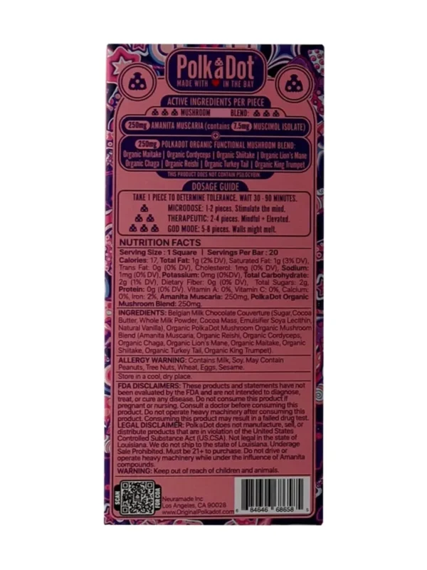 Back-The-Original-PolkaDot-Shroom-Belgian-Milk-Chocolate.webp The Original PolkaDot Mushroom Belgian Milk Chocolate 500mg