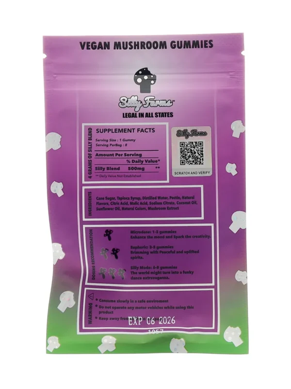 Berry-Wonderland-Silly-Farms-Vegan-Mushroom-Gummies-4000MG-Back.webp Berry Wonderland Silly Farms Vegan Mushroom Gummies 4000MG