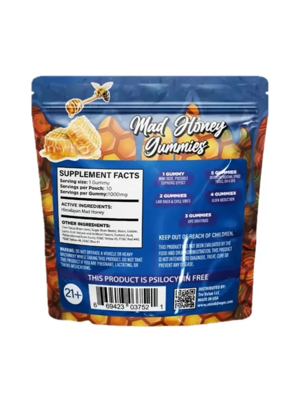 Blue-Raspberry-Stoned-Mad-Honey-Gummies-10000MG-10ct-Back.webp Blue Raspberry Stoned Mad Honey Gummies 10000MG 10ct