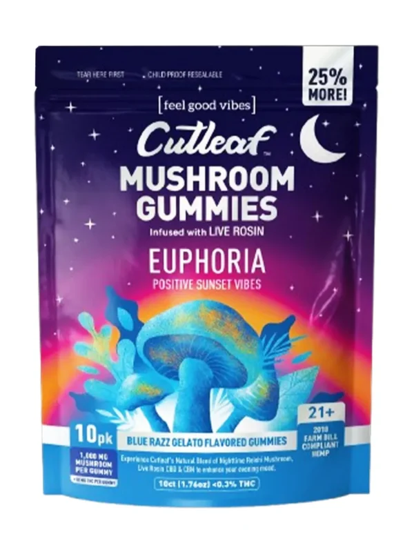 Blue-Razz-Gelato.webp Blue Razz Gelato Cutleaf Euphoria Mushroom Gummies 1000mg 10ct