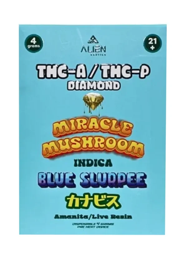 Blue-Sluppee.webp Blue Slurpee Alien Exotics Miracle Mushroom THC-A x THC-P Blend Disposable Vape 4G