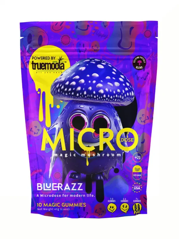 Bluerazz-Truemoola-Micro-Magic-Mushroom.webp Blue Razz Truemoola Micro Shroom Gummies 10ct