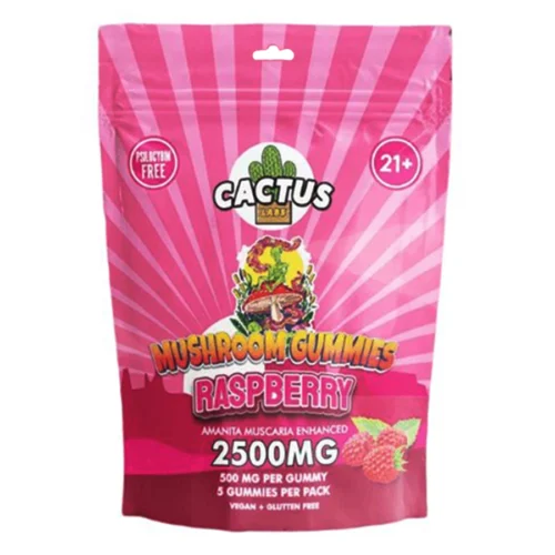 Cactus-Mushroom-Gummies-2500mg-Raspberry.webp Raspberry Cactus Labs Amanita Muscara Mushroom Gummies 2500mg