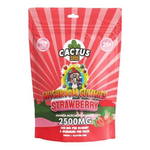 Cactus-Mushroom-Gummies-2500mg-Strawberry.webp Strawberry Cactus Labs Amanita Muscara Mushroom Gummies 2500mg