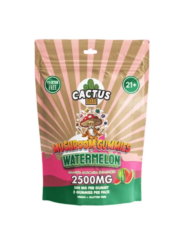 Cactus-Mushroom-Gummies-2500mg-Watermelon.webp Watermelon Cactus Labs Amanita Muscara Mushroom Gummies 2500mg