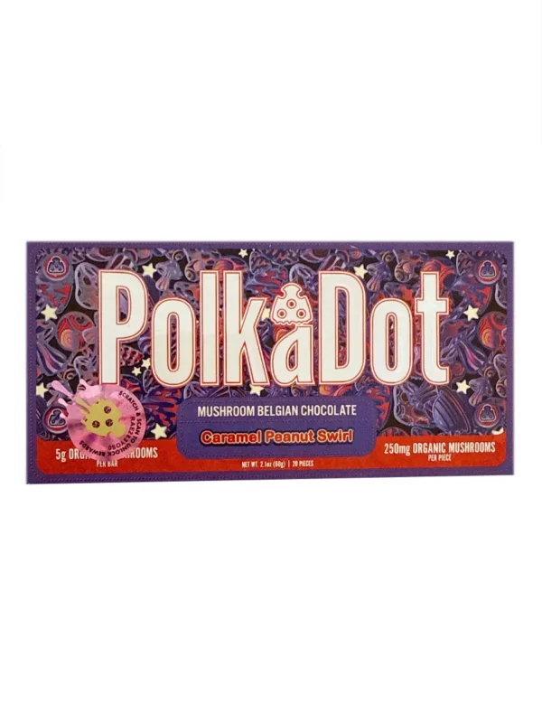 Caramel Peanut Swirl PolkaDot Mushroom Belgian Milk Chocolate 250mg Per Piece