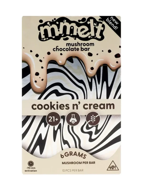 Cookies-Cream-Mmelt-shroom-Chocolate-Bar.webp Cookies & Cream Mmelt Mushroom Chocolate Bar 6G