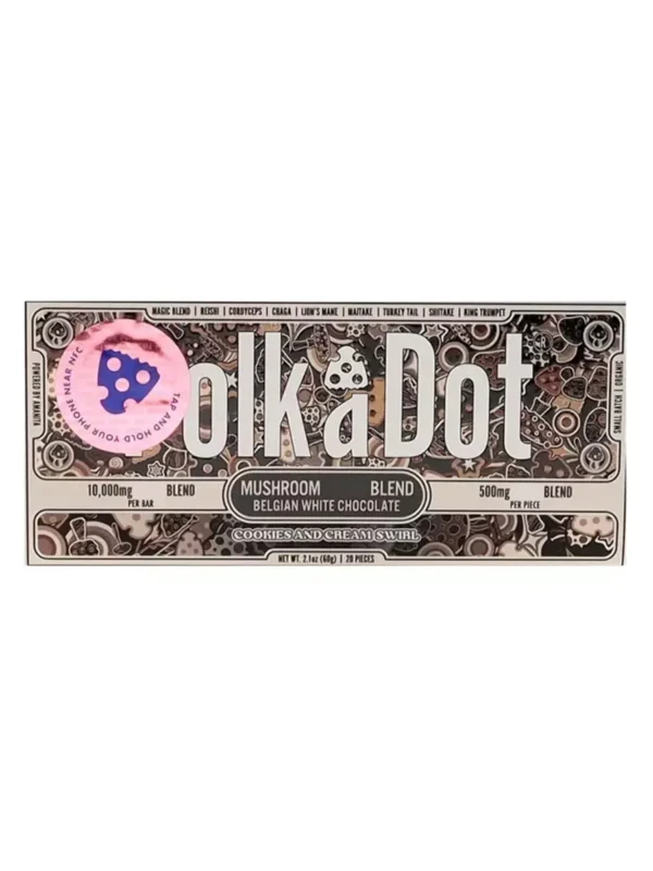 Cookies & Cream Swirl PolkaDot Mushroom Belgian White Chocolate 500mg
