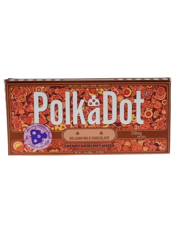 Creamy Hazelnut Wafer PolkaDot Mushroom Belgian Milk Chocolate 250mg