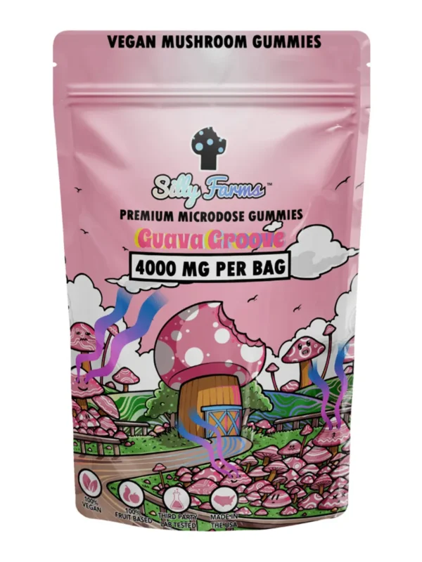 Guava-Groove-Silly-Farms-Vegan-Mushroom-Gummies-4000MG.webp Guava Groove Silly Farms Vegan Mushroom Gummies 4000MG