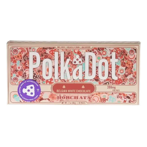 Horchata-PolkaDot-Shroom-Belgian-White-Chocolate-200mg.webp Horchata PolkaDot Mushroom Belgian White Chocolate 200mg Per Piece