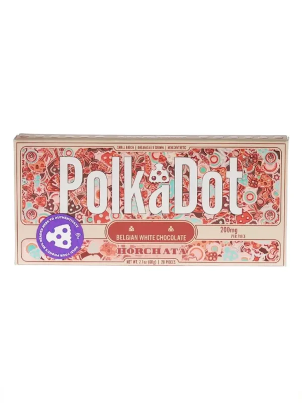 Horchata-PolkaDot-Shroom-Belgian-White-Chocolate-200mg.webp Horchata PolkaDot Mushroom Belgian White Chocolate 200mg Per Piece