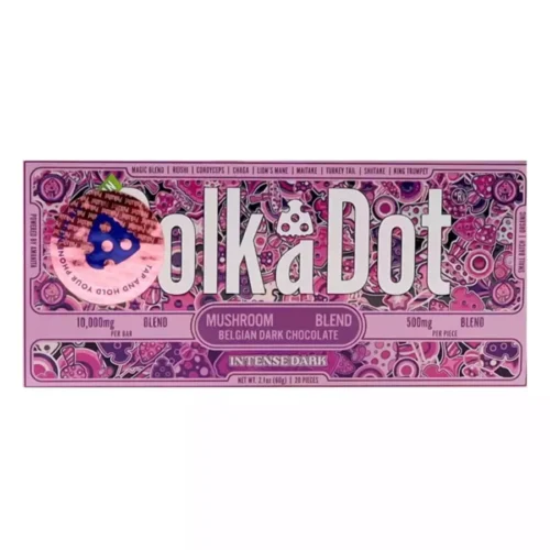 Intense-Dark-PolkaDot-Shroom-Belgian-Dark-Chocolate.webp Intense Dark PolkaDot Mushroom Belgian Dark Chocolate 500mg