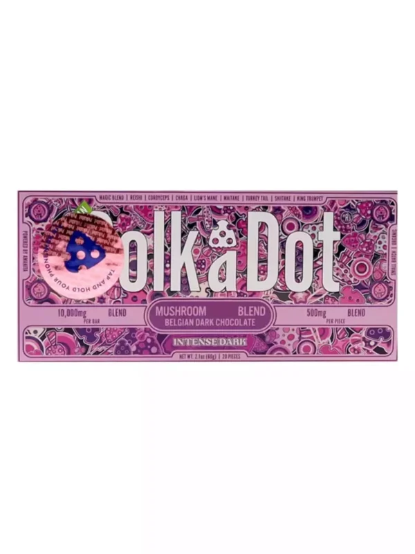 Intense-Dark-PolkaDot-Shroom-Belgian-Dark-Chocolate.webp Intense Dark PolkaDot Mushroom Belgian Dark Chocolate 500mg
