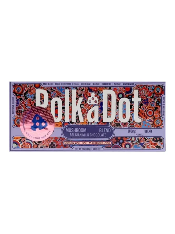 Krispy-Chocolate-Krunch-PolkaDot-Shroom-Belgian-Milk-Chocolate.webp Krispy Chocolate Krunch PolkaDot Mushroom Belgian Milk Chocolate 500mg