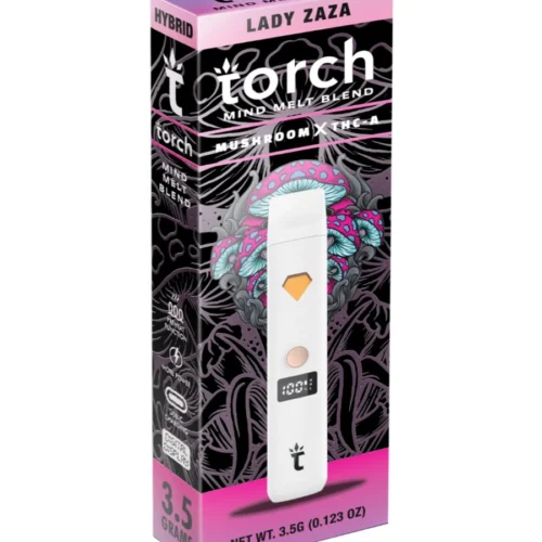 Lady-Zaza-Torch-Mind-Melt-Mushroom-x-THC-A-Blend-White-Series-Vape-3.5G.webp Lady Zaza Torch Mind Melt Mushroom x THC-A Blend White Series Vape 3.5G