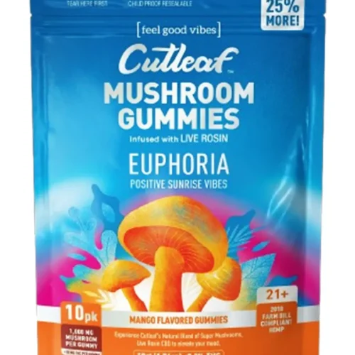 Mango.webp Mango Cutleaf Euphoria Mushroom Gummies 1000mg 10ct