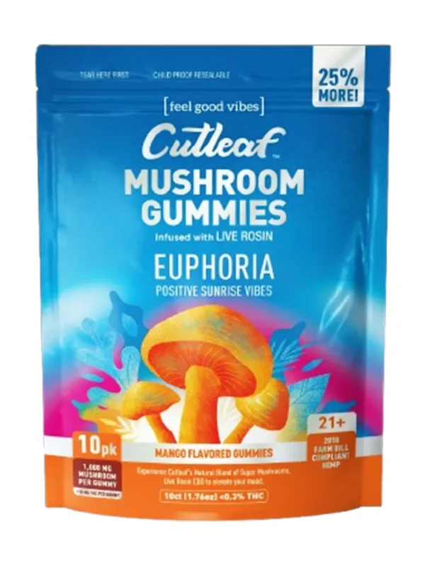 Mango.webp Mango Cutleaf Euphoria Mushroom Gummies 1000mg 10ct