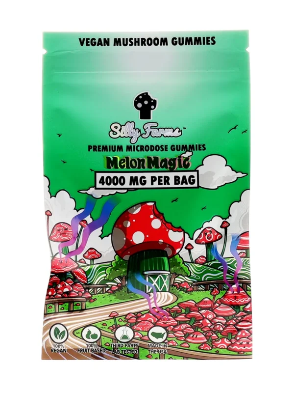 Melon-Magic-Silly-Farms-Vegan-Mushroom-Gummies-4000MG.webp Melon Silly Farms Vegan Mushroom Gummies 4000MG