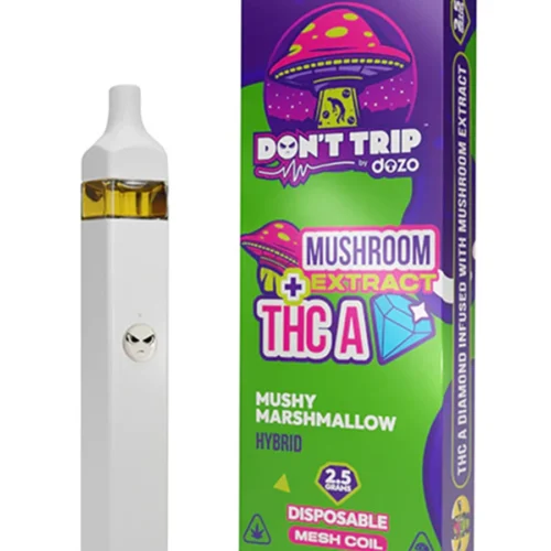 Mushy-Mashmellow.webp Mushy Marshmallow Dozo Mushroom Extract + THC-A Disposable 2.5G