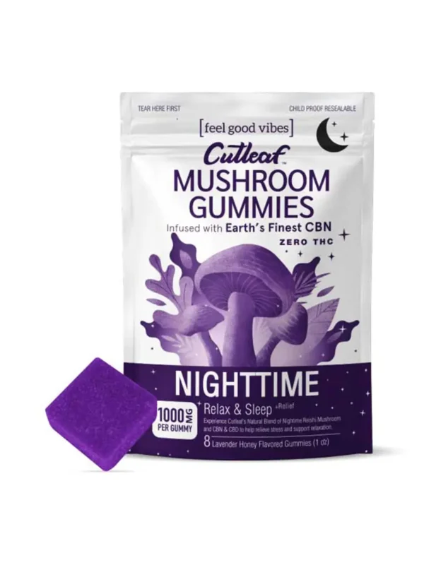 Nighttime Cutleaf Mushroom Gummies Zero THC 1000mg