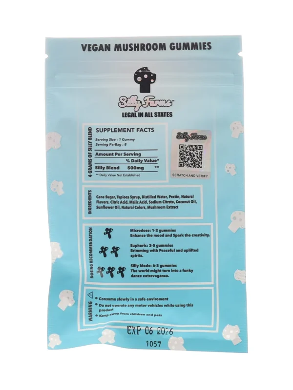 Paradise-Punch-Silly-Farms-Vegan-Mushroom-Gummies-4000MG-Back.webp Paradise Punch Silly Farms Vegan Mushroom Gummies 4000MG