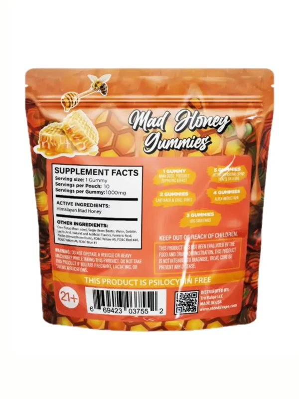 Peach-Stoned-Mad-Honey-Gummies-10000MG-10ct-Back.webp Peach Stoned Mad Honey Gummies 10000MG 10ct