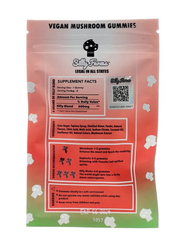 Peachy-Euphoria-Silly-Farms-Vegan-Mushroom-Gummies-4000MG-Back.webp Peachy Euphoria Silly Farms Vegan Mushroom Gummies 4000MG