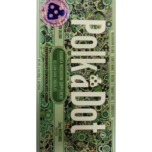 Peppermint-Chocolate-Crisp-PolkaDot-Magic-Mushroom-Belgian-Dark-Chocolate.webp Peppermint Chocolate Crisp PolkaDot Mushroom Belgian Dark Chocolate 500mg