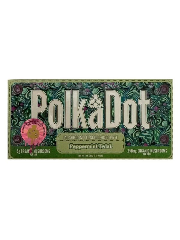 Peppermint Twist PolkaDot Mushroom Belgian Dark Chocolate 250mg Per Piece