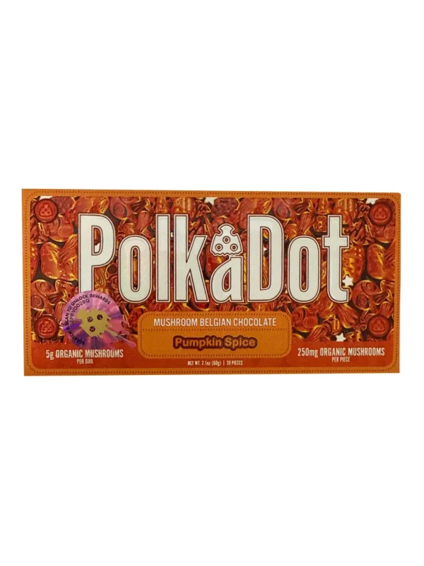 Pumpkin-Spice-PolkaDot-Magic-Mushroom-Belgian-Chocolate-250mg-Per-Piece.webp Pumpkin Spice PolkaDot Mushroom Belgian White Chocolate 250mg Per Piece