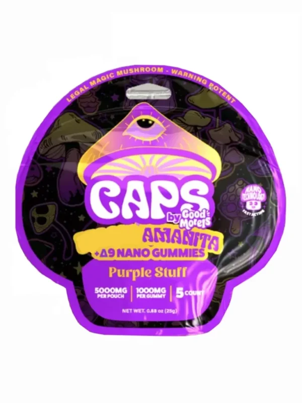 Purple-Stuff-CAPS-by-Good-Morels-Magic-AmanitaD9-Nano-Gummies.webp Purple Stuff CAPS by Good Morels Amanita+D9 Nano Gummies 5000mg