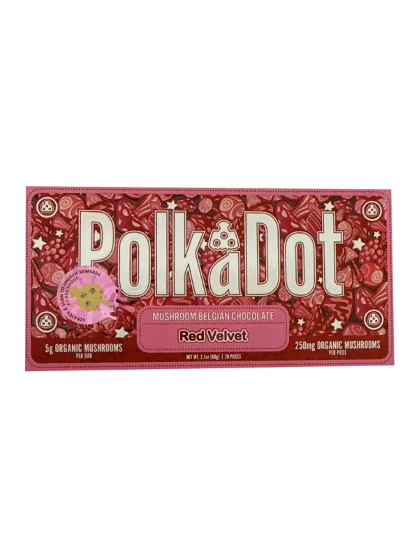 Red-Velvet-PolkaDot-Magic-Mushroom-Belgian-Chocolate-250mg-Per-Piece.webp Red Velvet PolkaDot Mushroom Belgian White Chocolate 250mg Per Piece