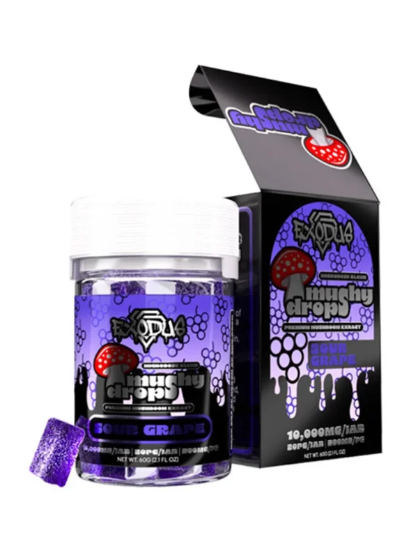 Sour-GRape.webp Sour Grape Exodus Mushy Drops Gummies 10000mg