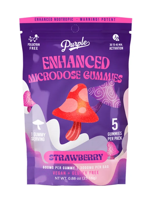Strawberry.webp Strawberry Purple Organics Mushroom Enhanced Microdose Gummies 5ct