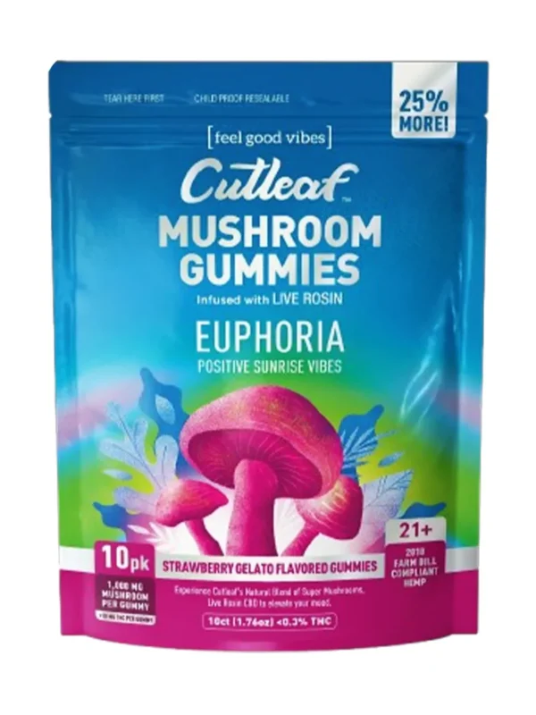 Strawberry-Gelato.webp Strawberry Gelato Cutleaf Euphoria Mushroom Gummies 1000mg 10ct
