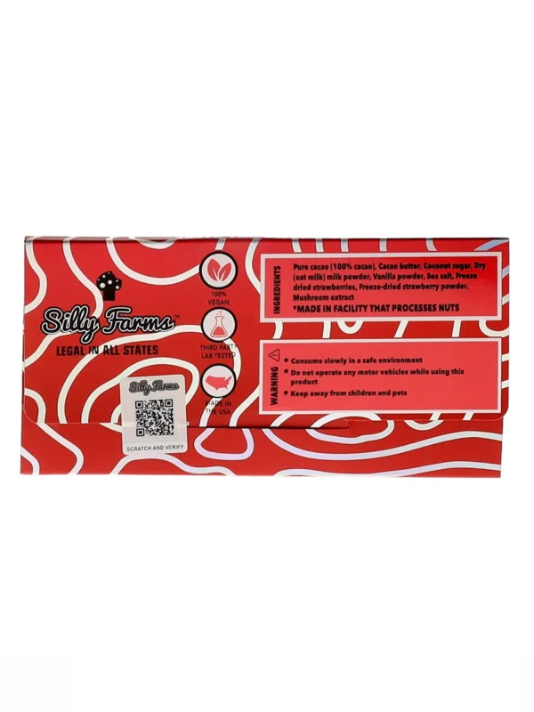 Strawberry-Milkshake-Silly-Farms-Magic-Mushroom-Chocolate-Back.webp Strawberry Milkshake Silly Farms Mushroom Chocolate 7G